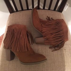 Brown Fringe Booties